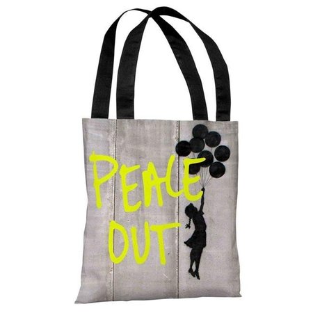ONE BELLA CASA One Bella Casa 72189TT18P 18 in. Balloon Peace Out Polyester Tote Bag by Banksy 72189TT18P